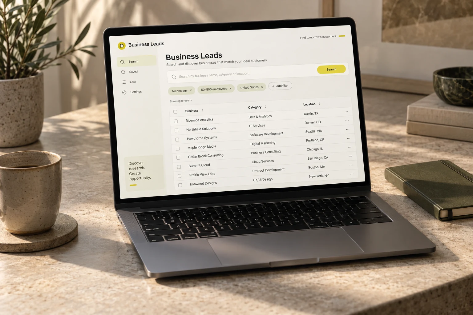 Business Leads Scraper: illustrative product mockup