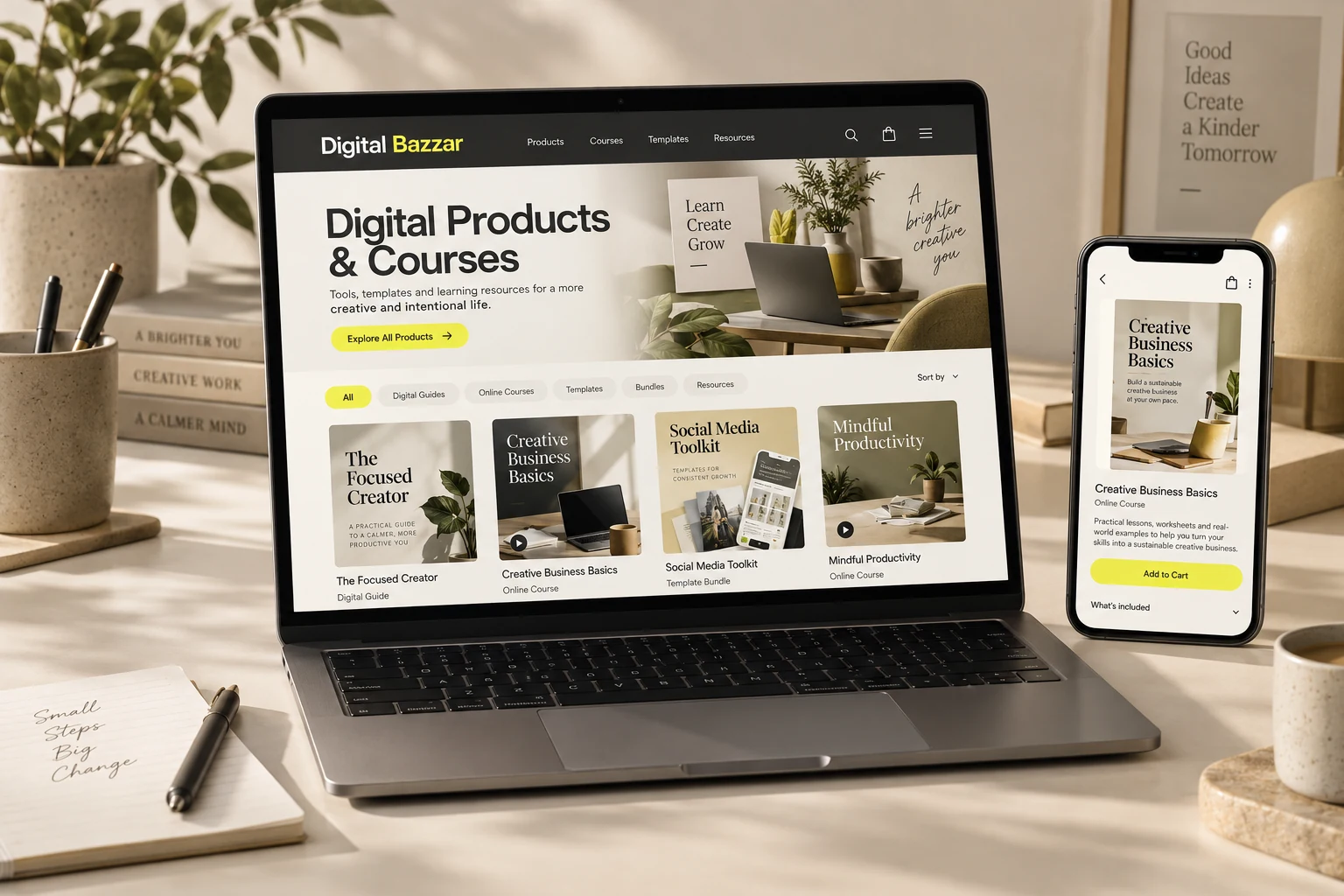 Digital Bazzar: illustrative product mockup