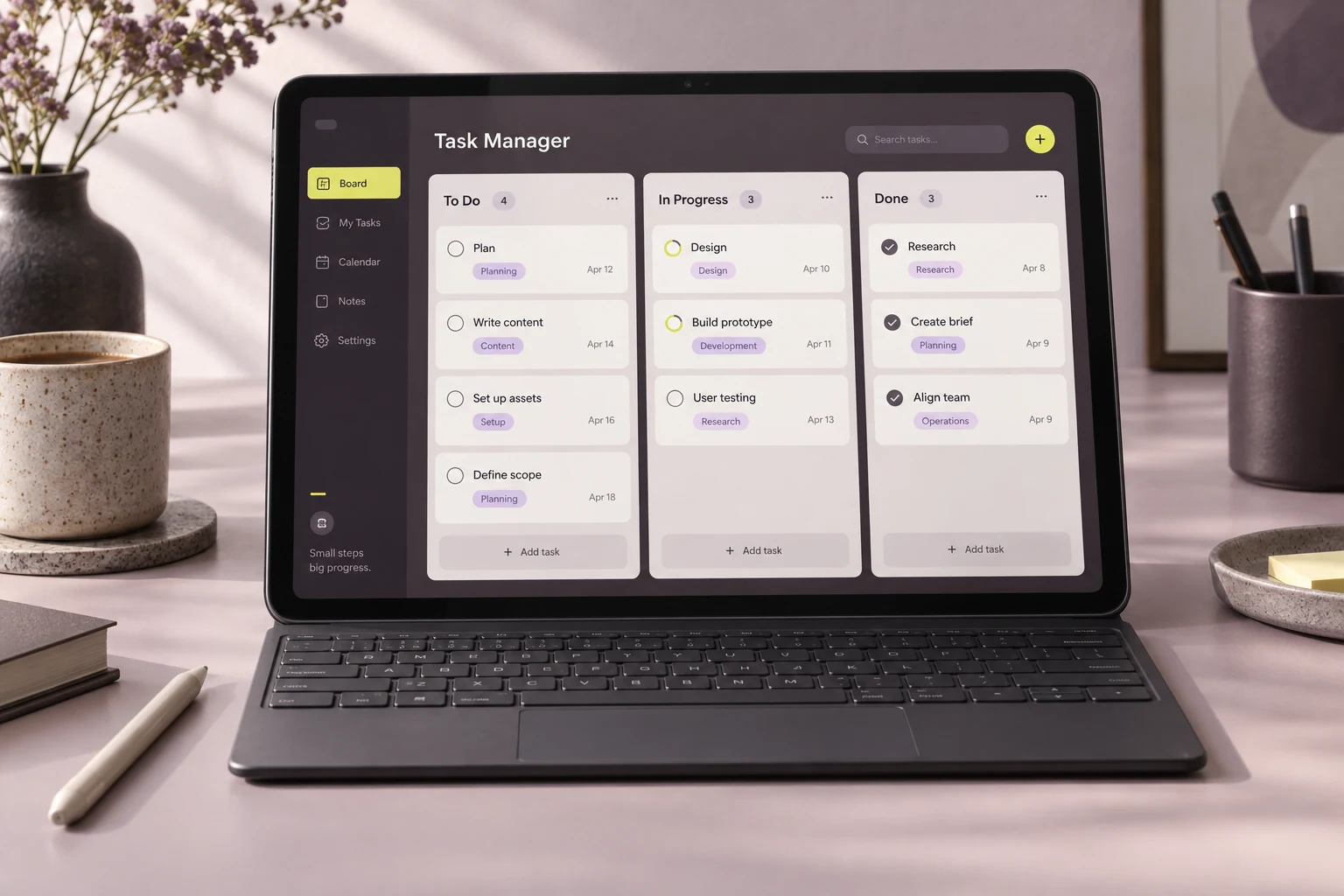 Task Manager: illustrative product mockup