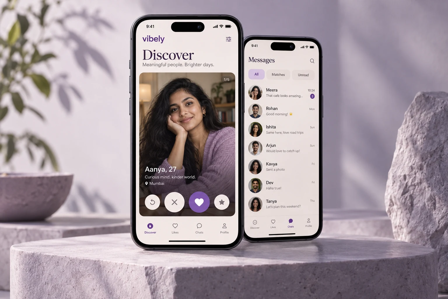 Vibely: illustrative product mockup